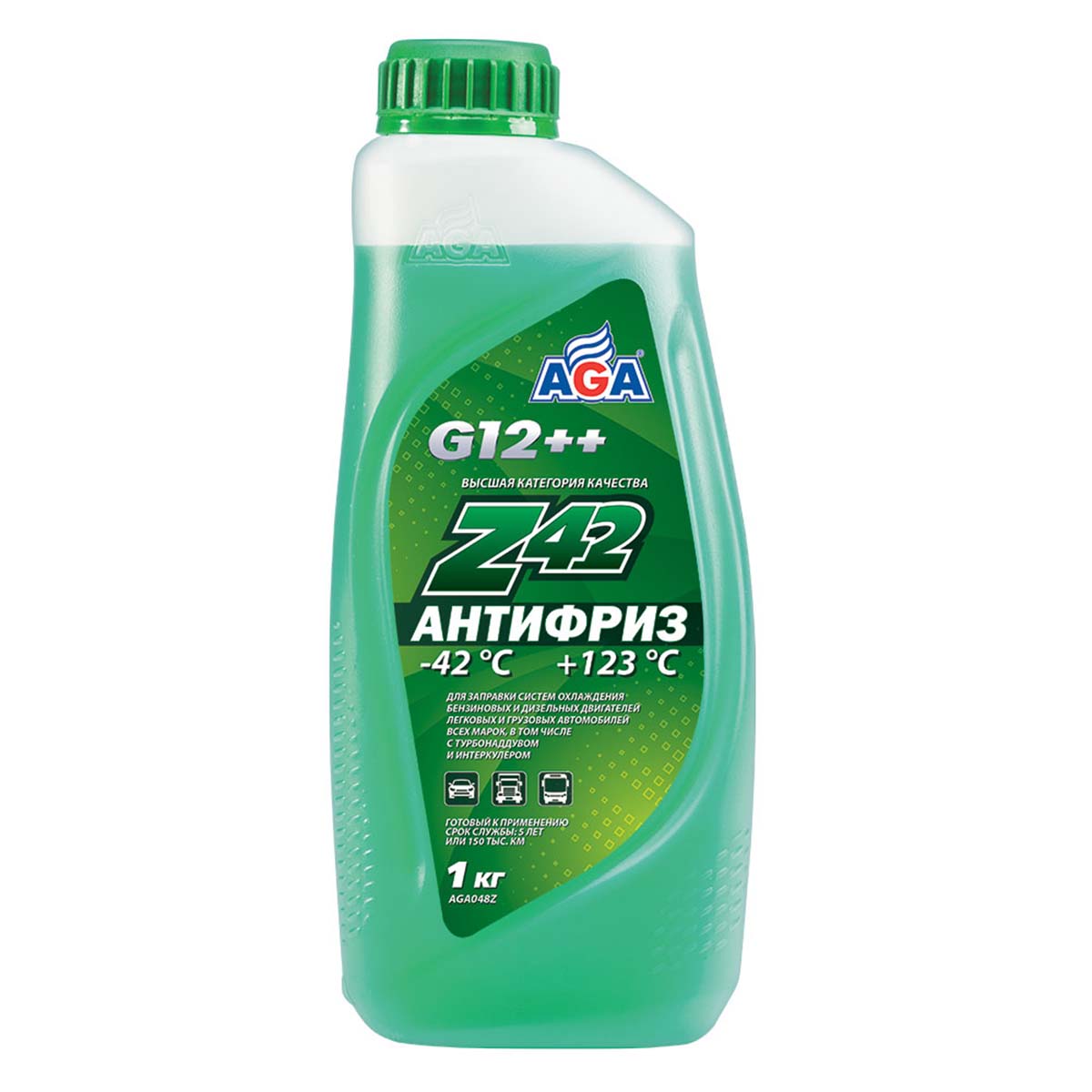 AGA 048Z Антифриз, готовый к применению, зеленый, -42С, 1 кг, G-12++  ANTIFREEZE AGA-Z42, PREMIX